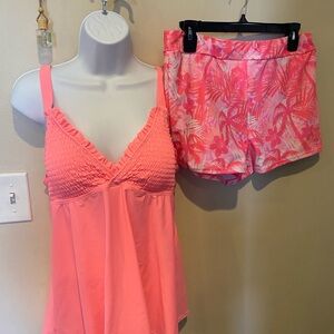 Pink Ruffled Swimsuit With BoyShort